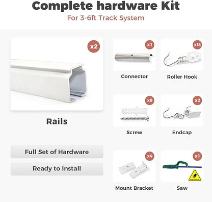 ChadMade Ceiling or Wall Mount Curtain Track Kit - 6ft Adjustable Length Drape - Image 4