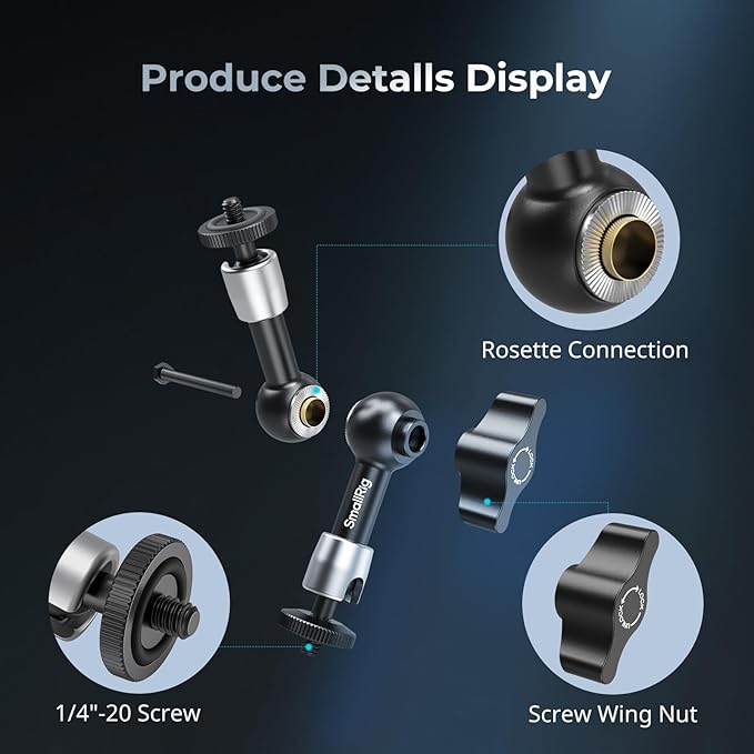 SMALLRIG 5.5-inch Magic Arm 2-Pack, Articulating Adjustable Friction Arm Mount - Image 2