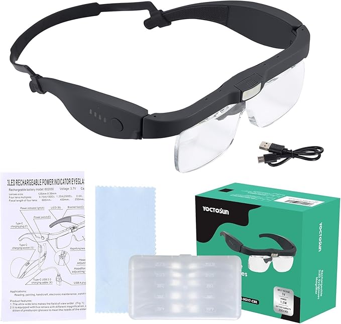 Magnifying Glass with Light, Magnifying Glasses with 5 Detachable Lenses by YOCTOSUN