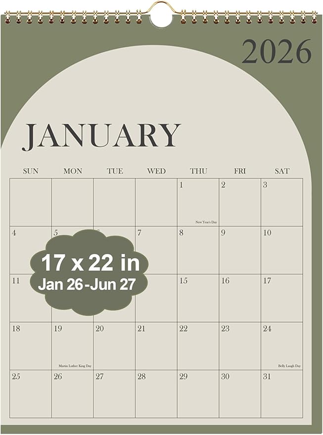 Large Calendar 2026 with Spiral Bound by Runtioval