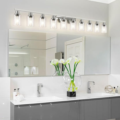 DIKAIDA Brushed Nickel Bathroom Vanity Light, 10-Light Vanity Lights - Image 6