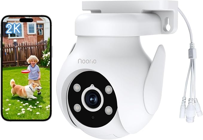 Noorio 2K Security Camera Outdoor 360° Pan/Tilt, Two Way Talk Wired Outdoor by Noorio