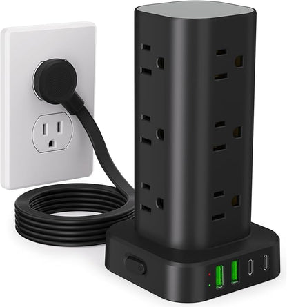 Power Strip Tower with Multiple Outlets, Flat Plug Surge Protector Tower by Unknown