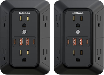 2 Pack Multi Plug Wall Outlet Extender Surge Protector 6 AC Outlet Splitter by JcBlaon