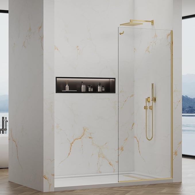 Shower Screen, 3/8" Tempered Glass, Shower Wall Panels, Fix Shower Glass Screen - Image 2
