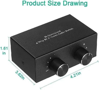 RCA L/R Audio Switcher, 4-in-2-Out Analogue Audio Switch, Noiseless Stereo - Image 7