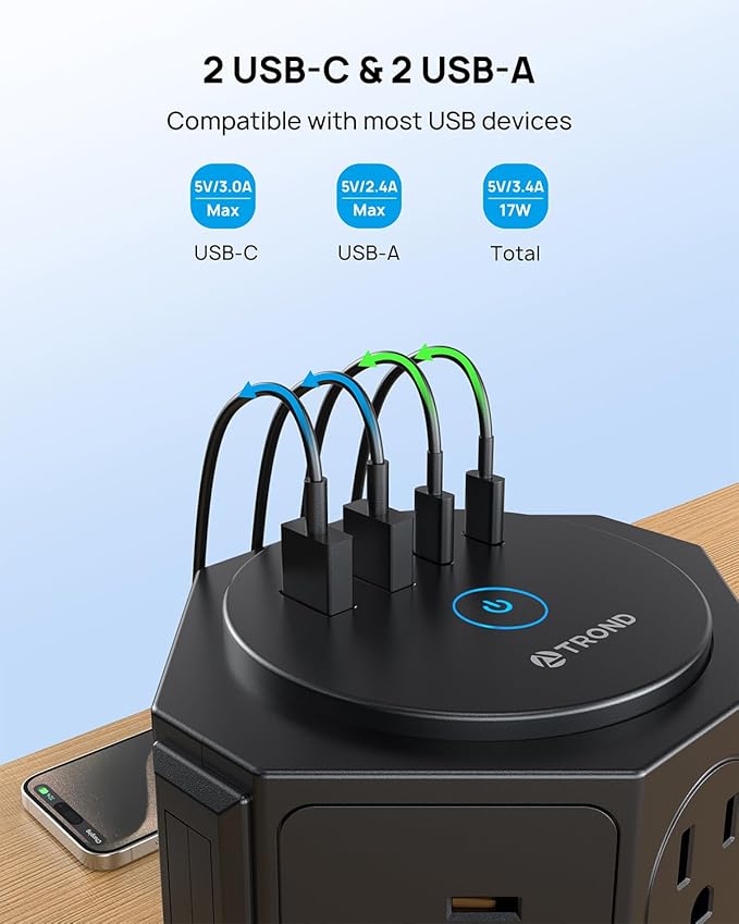 TROND Tower Surge Protector Power Strip - Image 5