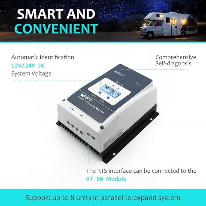 EPEVER 60A MPPT Solar Charge Controller 12V/24V/36V/48V DC Automatically - Image 4