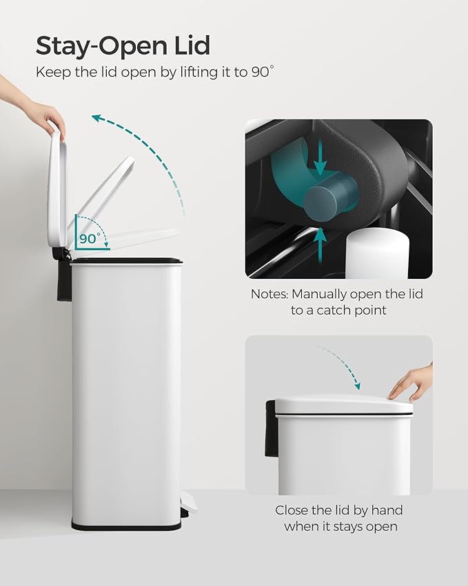 SONGMICS Kitchen Trash Can, 10.5 Gallon Garbage Can, Large Step Trash Bin - Image 4