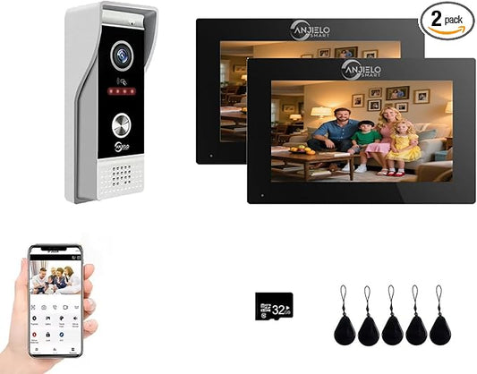 Video Doorbell Intercom System, 7 Inches Touch Screen Video Doorbell Door Phone by ANJIELOSMART