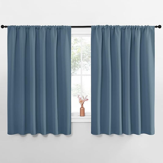 NICETOWN Blackout Curtains for Bedroom, Smoky Blue, 1 Pair, 70 by 63-inch by NICETOWN