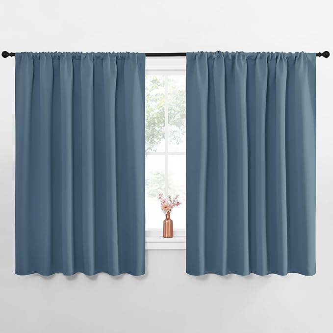 NICETOWN Blackout Curtains for Bedroom, Smoky Blue, 1 Pair, 62 by 63-inch by NICETOWN