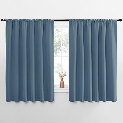 NICETOWN Blackout Curtains for Bedroom, Smoky Blue, 1 Pair, 62 by 63-inch by NICETOWN