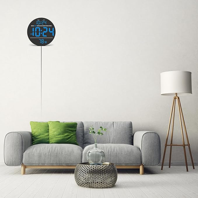 Digital Wall Clock with Large LED Display, Temperature, Auto-Brightness | Small - Image 9