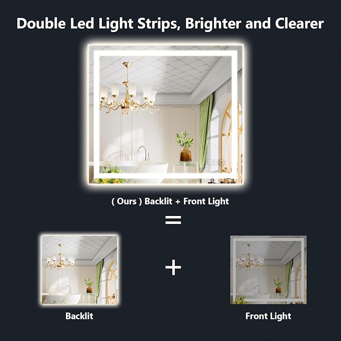 YEELAIT 40x36 Inch LED Bathroom Mirror - Image 2