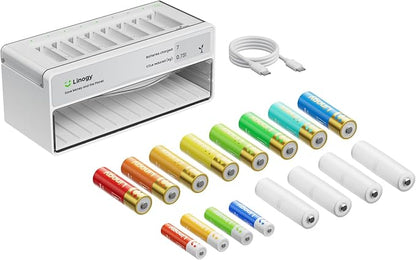 8-Slot Rechargeable AA AAA Batteries by Linogy