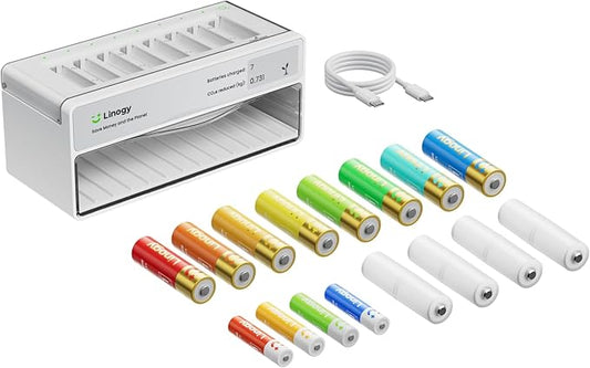 8-Slot Rechargeable AA AAA Batteries by Linogy