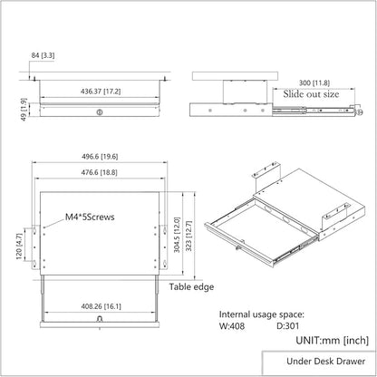 Under Desk Lockable Sliding Out Drawer - Image 2