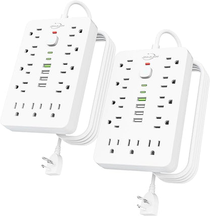 JouleLoom 2 Pack 6 FT Flat Plug Surge Protector Power Strip, 11 Multiple AC by JouleLoom