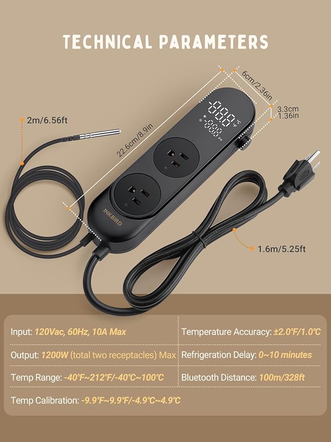 INKBIRD Bluetooth Digital Temperature Controller 1200W Heating Cooling 2-Stage - Image 3