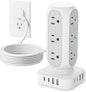 Tower Surge Protector Power Strip, Flat Plug Outlet Extender by TenTrend