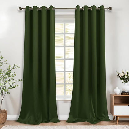 KOUFALL Olive Green Blackout Curtains 52 by 102 Inches Long - Image 3