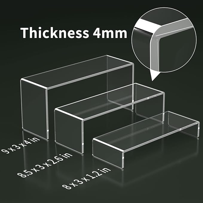 HIIMIEI Acrylic Display Risers, Thickened 5mm Clear Rectangular Risers - Image 3