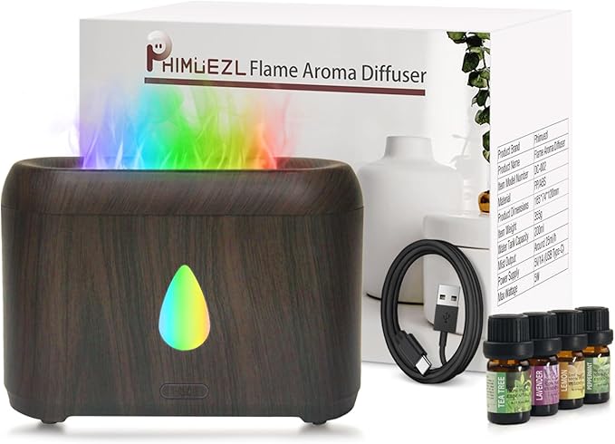 Flame Diffuser for Essential Oils, 200ml Ultrasonic Aroma Diffusers by Phimuezl
