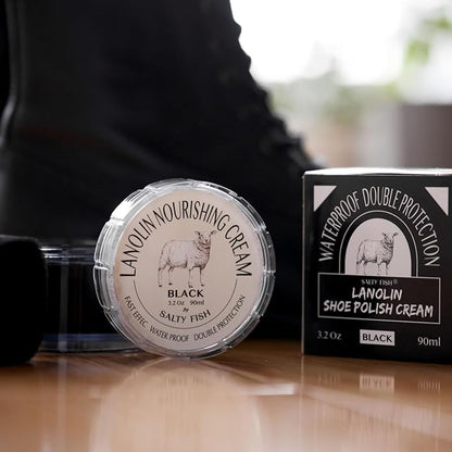 SALTY FISH Shoe Polish Cream 3.2Oz, Lanolin Shoe Polish Kit - Image 7