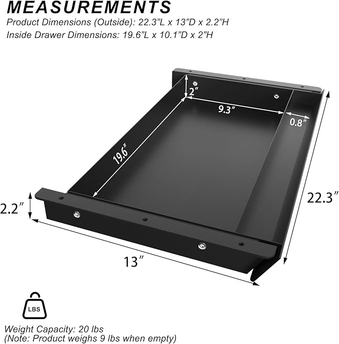 Large Under Desk Mounted Sliding Drawer - Image 2