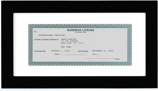 Americanflat 5x10 Document Frame - Matted to 3.5x8 - Black | Engineered Wood construction, Shatter-resistant glass, displays certificates, certifications and licenses