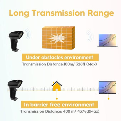 NADAMOO Wireless Barcode Scanner 328 Feet Transmission Distance USB Cordless 1D - Image 3