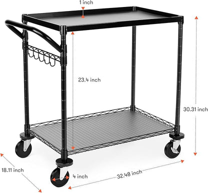 WDT 680Lbs Capacity Heavy Duty Rolling Utility Cart, 2 Tier Rolling Carts - Image 5