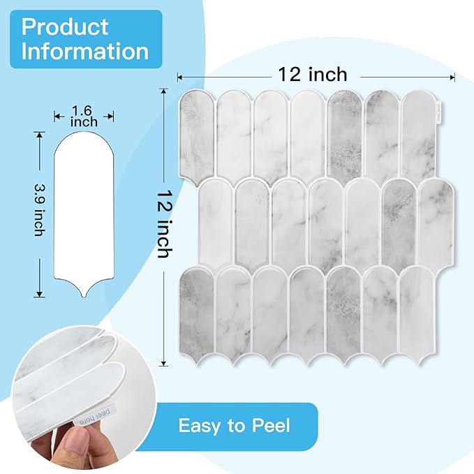 Art3d 12 x 12 Inch Heavy-Duty Peel and Stick Backsplash, Self-adhesive Wall - Image 6