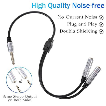 6.35mm TS Guitar Signal Audio Y Splitter Cable, 1/4 Inch Mono Male to Dual Mono - Image 4