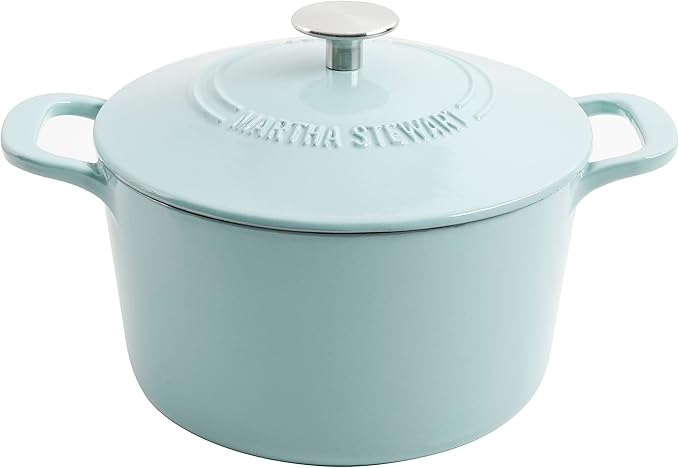 MARTHA STEWART Gatwick 7-Quart Enamel Cast Iron Dutch Oven – Martha Blue – by MarthaStewart