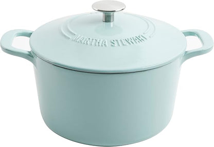 MARTHA STEWART Gatwick 7-Quart Enamel Cast Iron Dutch Oven – Martha Blue – by MarthaStewart