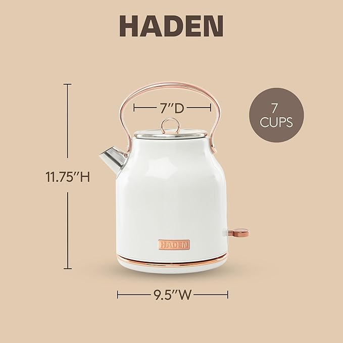 Haden Heritage 1.7 Liter Stainless Steel Electric Kettle, Hot Water Kettle - Image 4
