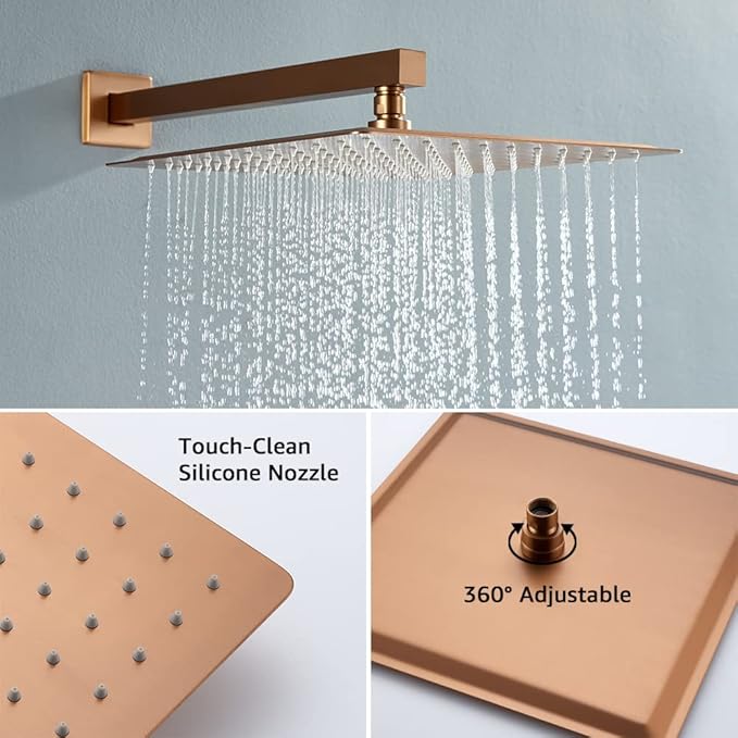 Iriber Brushed Rose Gold Rain Shower System - Image 3