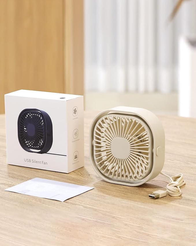 RJVW 4 Inch Small USB Desk Fan, 3-Speed Portable & 360°Rotatable Mini Cooling - Image 7