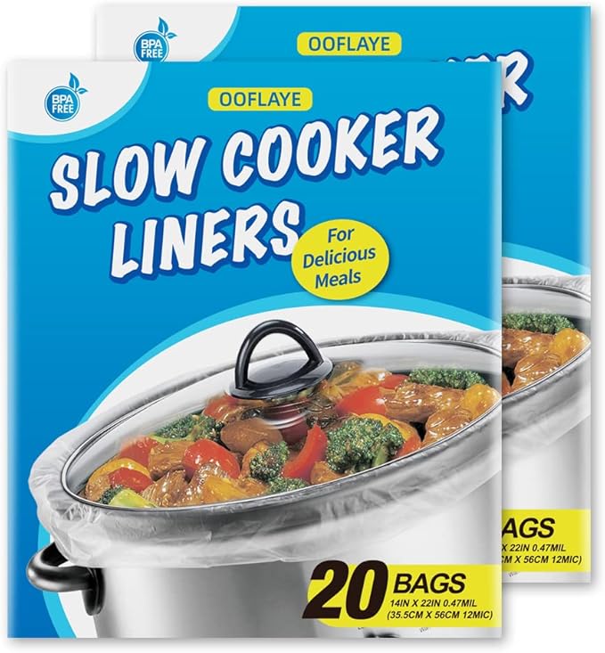 40 Counts Slow Cooker Liners and Cooking Bags, Extra Large Size Fits 6-10QT Pot by OOFLAYE