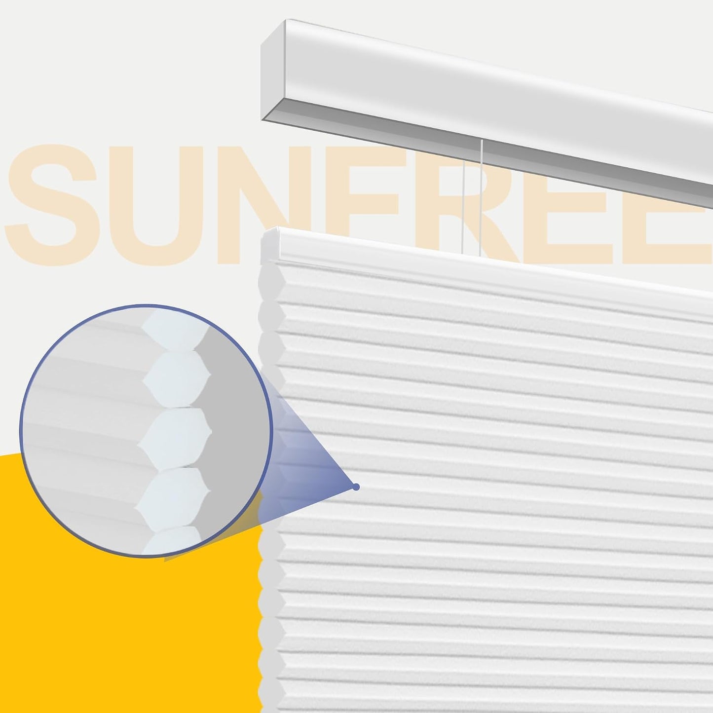 SUNFREE Top Down Bottom Up Cellular Shades 36" W x 64" H, White | Cordless Honeycomb Shades for Windows, Thermal Insulation Noise Reduction UV Protection TDBU Light Filtering