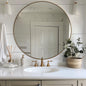 Gold Round Mirror, Large Brushed Gold Round Bathroom Mirror, Brass Circle Mirror 32 inch, Modern Vanity Mirror in Stainless Steel Metal Frame for Home Decor, Entryway, Living Room