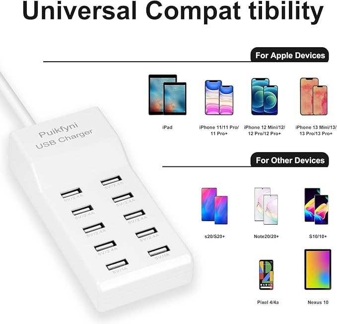 2 Pack 10-Ports USB Charger Station, Power Strips - Image 2