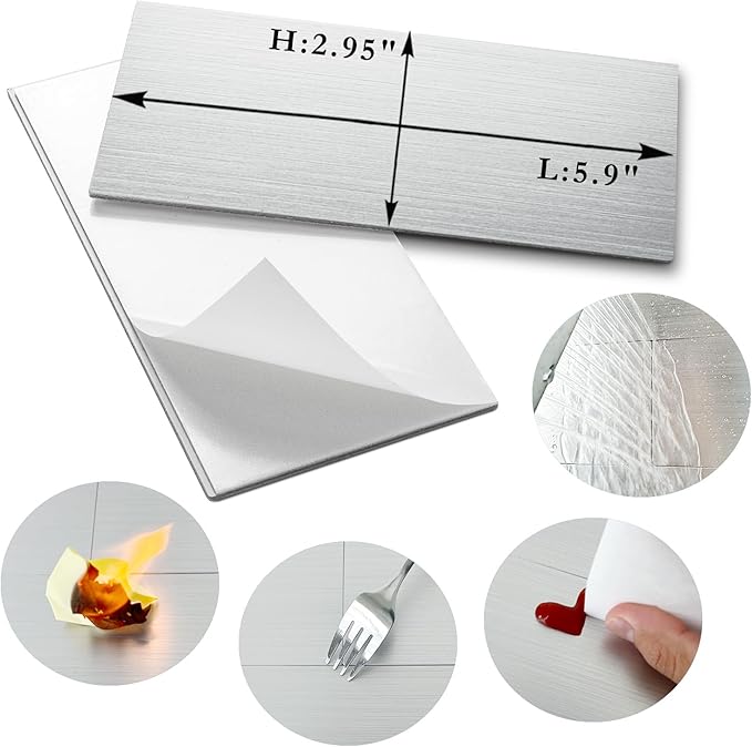 AULIGET 100-Piece Peel and Stick Backsplash Metal Tile, Laundry Room - Image 5