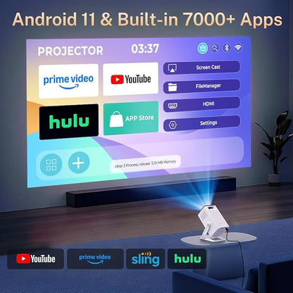 Mini Projector with WiFi 6 and Bluetooth 5.4 Built-in Apps Portable Projector - Image 2