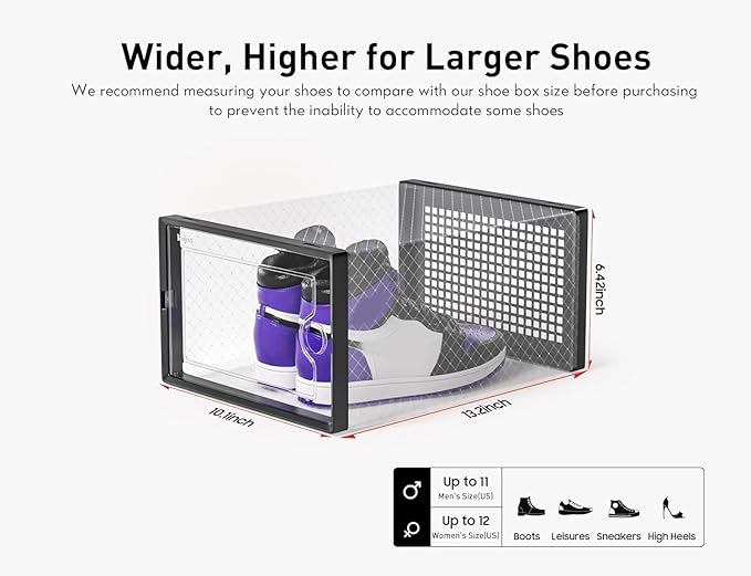 Kuject X-Large Shoe Storage Boxes Organizers Clear Plastic Stackable 12 Pack - Image 3