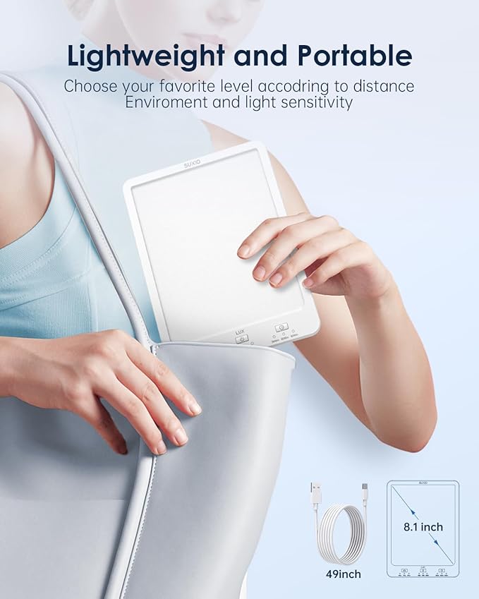 SUXIO Light Therapy Lamps Rechargeable, 10000 Lux Sunlight Lamp - Image 6