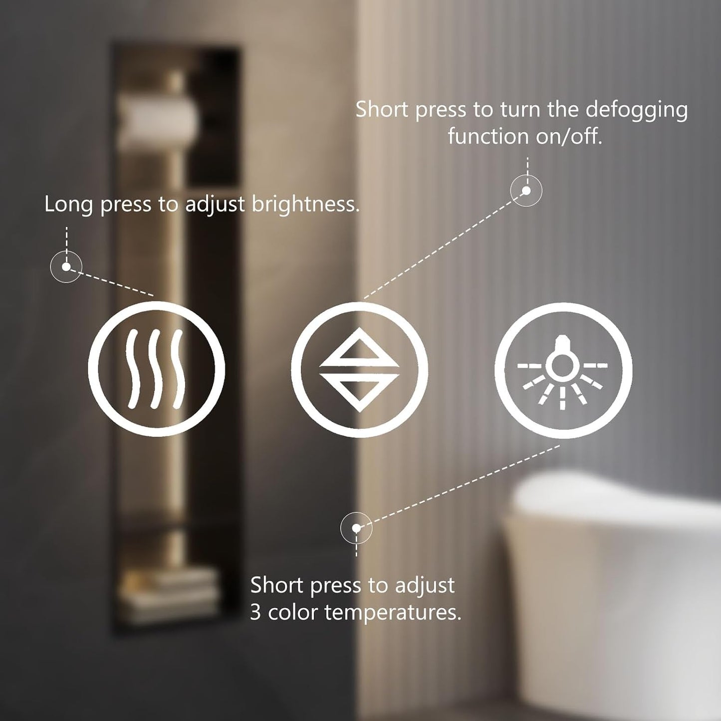 Sweetcrispy 24"x 32" Rectangle LED Bathroom Mirror,Front Light and Backlit, Adjustable Lights and Smart Memory Functionr - Enhanced Anti-Fog Feature, Pure White