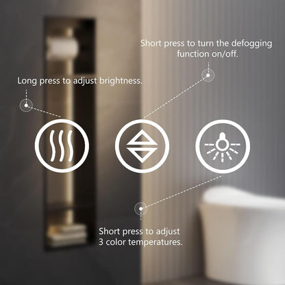 Sweetcrispy 24"x 32" Rectangle LED Bathroom Mirror,Front Light and Backlit, Adjustable Lights and Smart Memory Functionr - Enhanced Anti-Fog Feature, Pure White